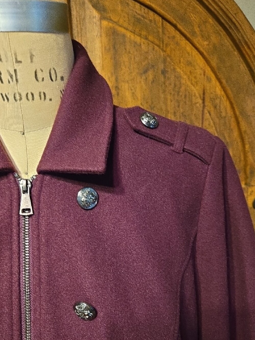torrid Plum Double-Breasted Pea Coat - Picture 4 of 5